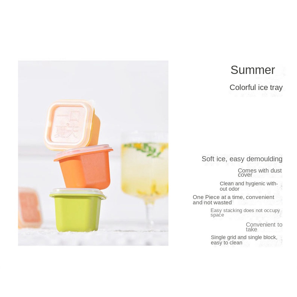 Khuôn Silicone Làm Đá Viên Có Nắp Tái Sử Dụng Tiện Lợi