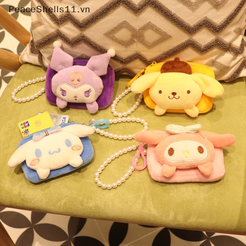 Ví Đựng Tiền Xu Lông Nhung Có Dây Đeo Ngọc Trai Dễ Thương Cho Nữ