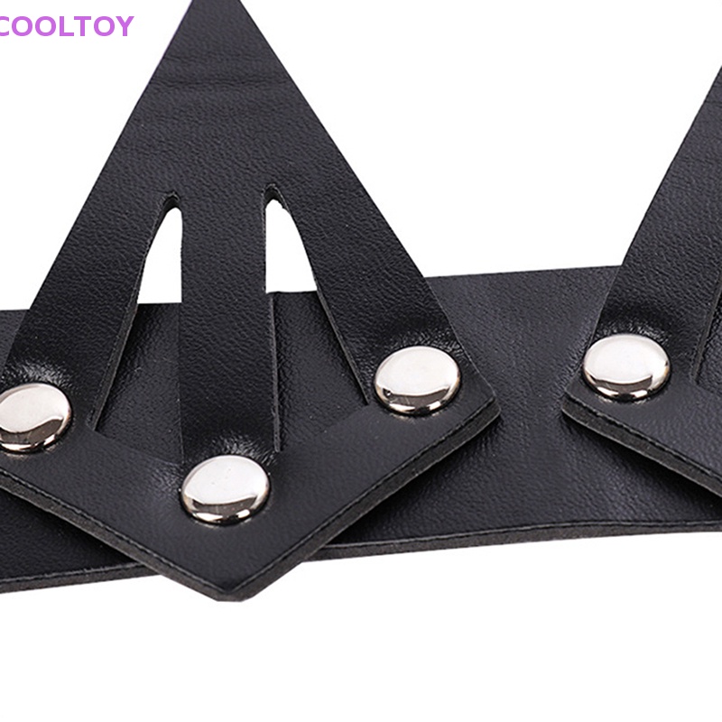 Băng Đô Cài Tóc Hình Vương Miện Bằng Da Màu Đen Phong Cách Gothic Cổ Điển