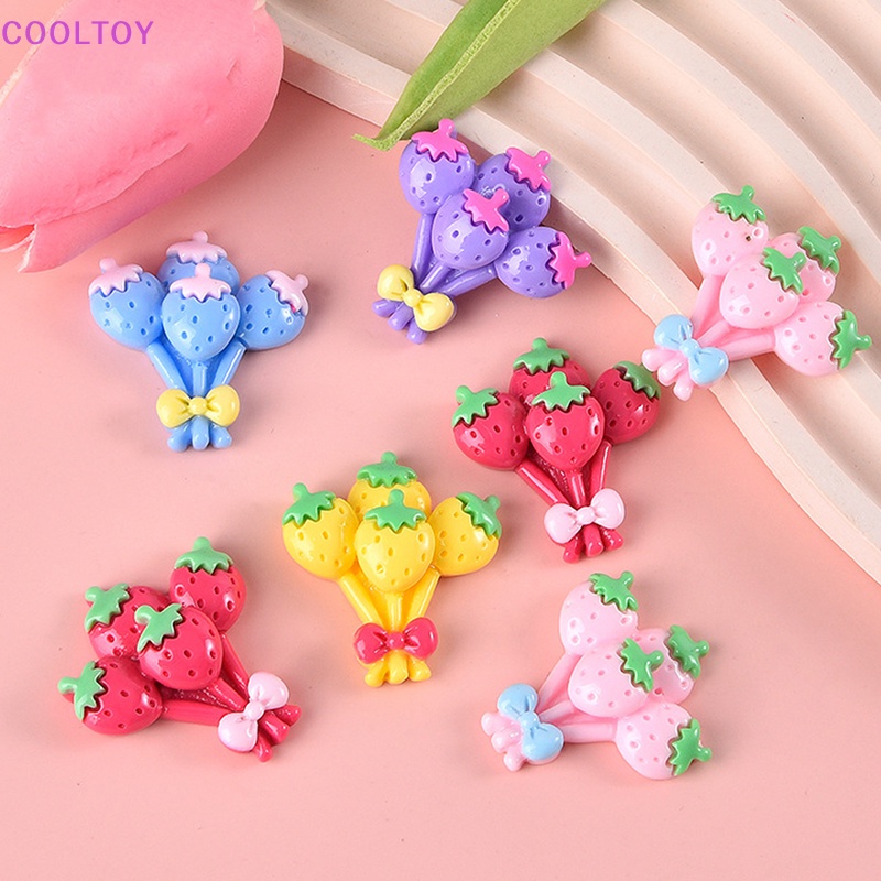 Cooltoy Set 10 Bong Bóng Dâu Tây Màu Sắc Ngọt Ngào Bằng Nhựa Resin Trang Trí Điện Thoại