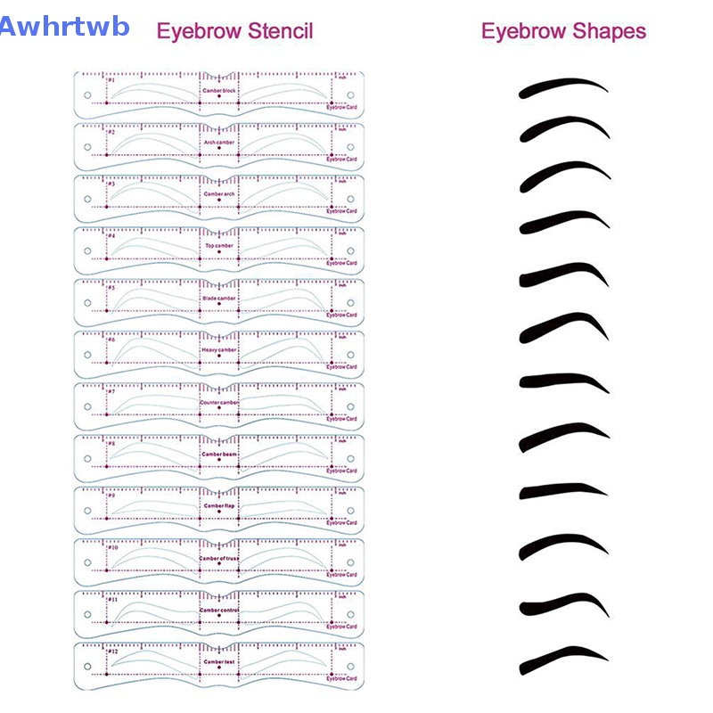 Set 12 Khuôn Hỗ Trợ Vẽ Lông Mày Tái Sử Dụng Tiện Lợi Mới