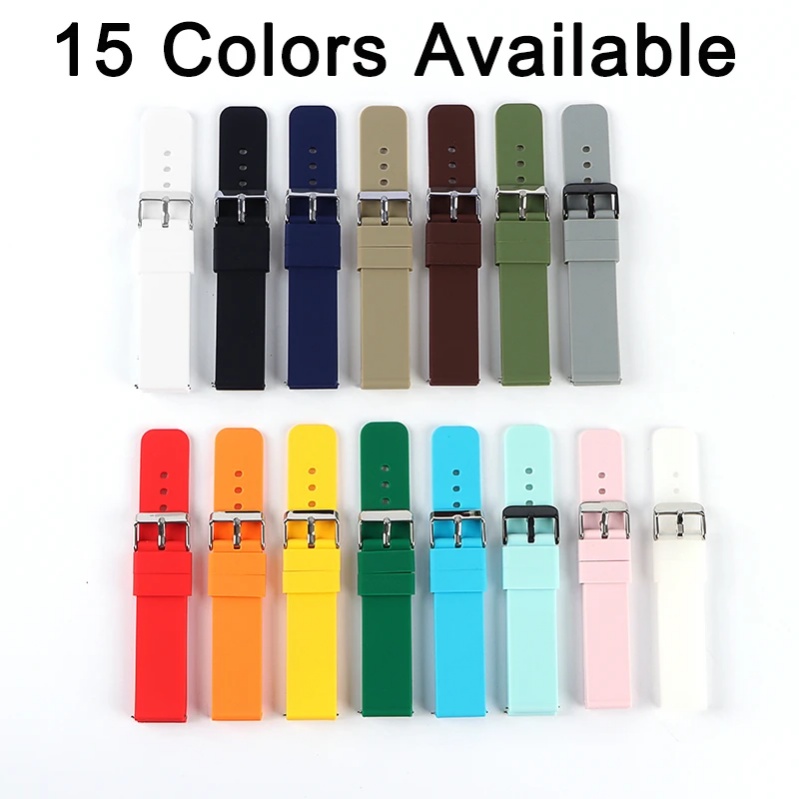 Dây Đeo Đồng Hồ Thay Thế Bằng Silicone Mềm Tháo Lắp Nhanh Chống Nước 18mm 20mm 22mm 14Mm 16mm