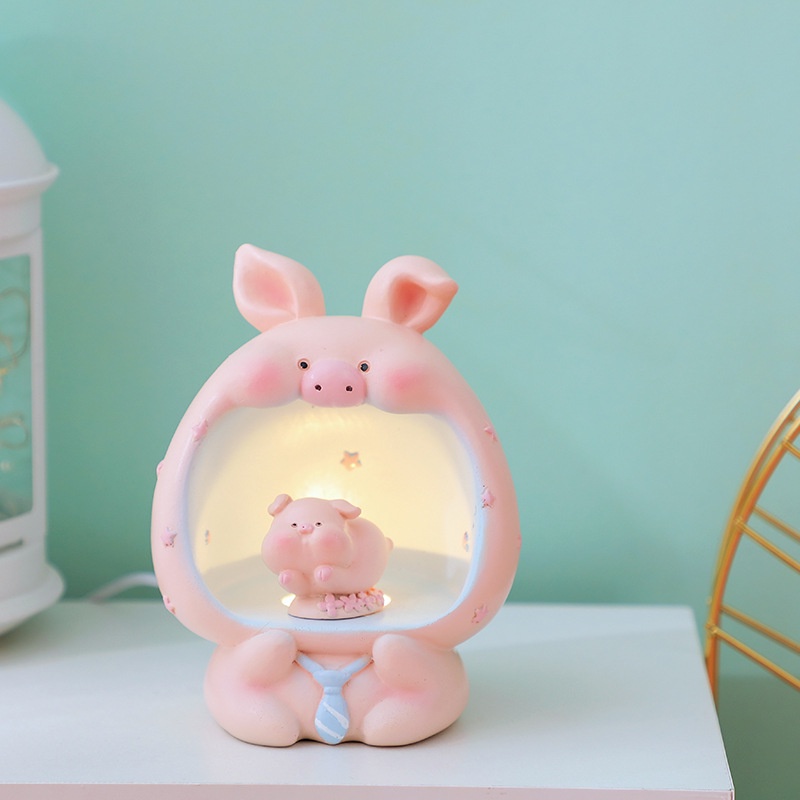 Đèn Ngủ Để Bàn Hình Thú Cưng Hoạt Hình Bằng Nhựa resin Dễ Thương Sáng Tạo Dùng Trang Trí Phòng Ngủ