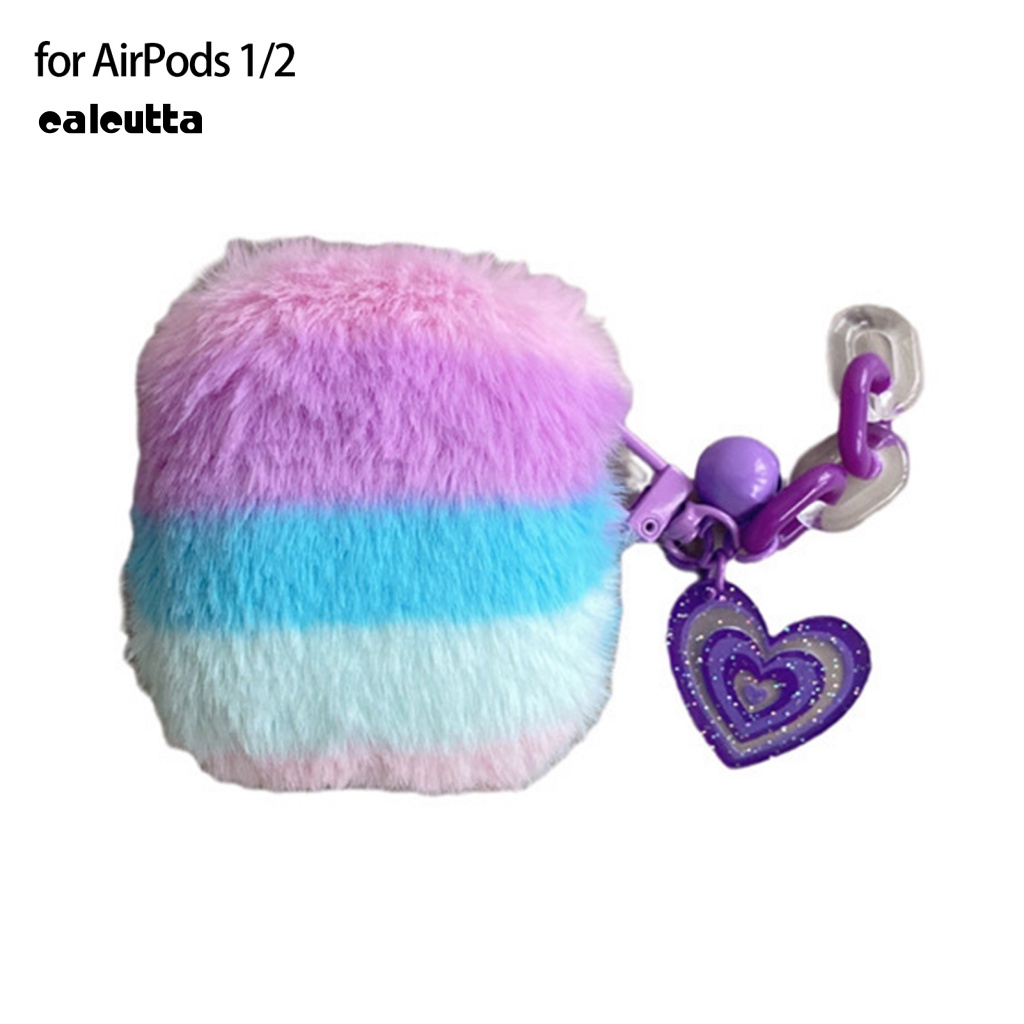 Vỏ Bảo Vệ Hộp Sạc Tai Nghe AirPods Pro 2 Bằng TPU Phủ Lông Màu Tím / Xanh Dương Tím Sang Trọng