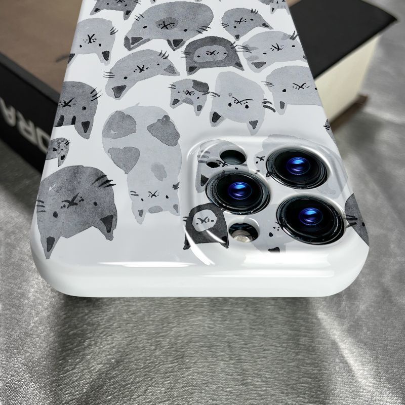 Ốp Điện Thoại Bảo Vệ Toàn Diện Màn Hình In Hình Mèo Cho Iphone1311 12 814pro xsmax Apple xr7plus TZ8D