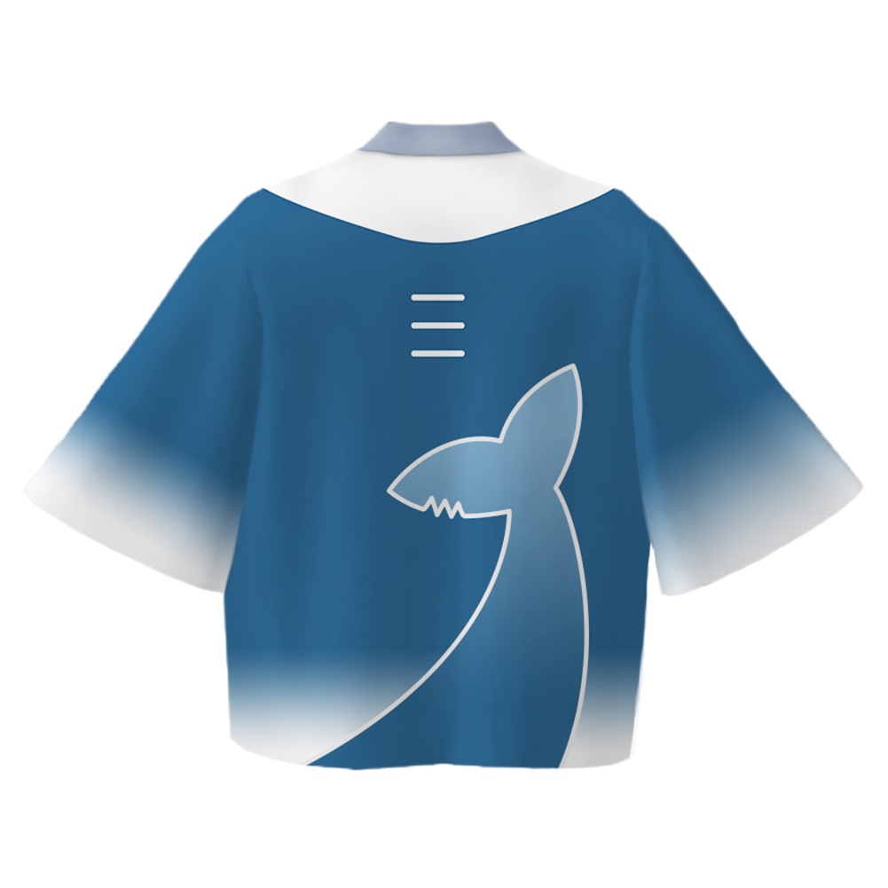 Áo Khoác Kimono Hóa Trang Hololive Gawr Gura In Chữ Tiếng Anh Đơn Giản