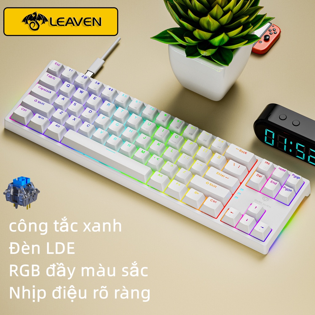 Bàn phím cơ gaming LEAVEN K620 Led RGB 61 phím blue swith có Hotwap chơi game, dùng văn phòng bảo hành 12 tháng