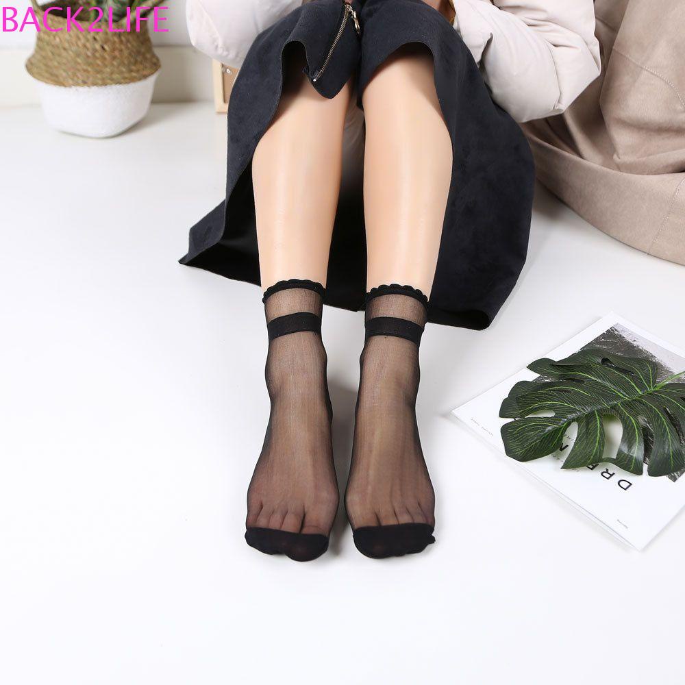 Bộ 5 Đôi Vớ Lụa Trong Suốt Phối Ren Xinh Xắn Cho Bé Gái BACK2LIFE