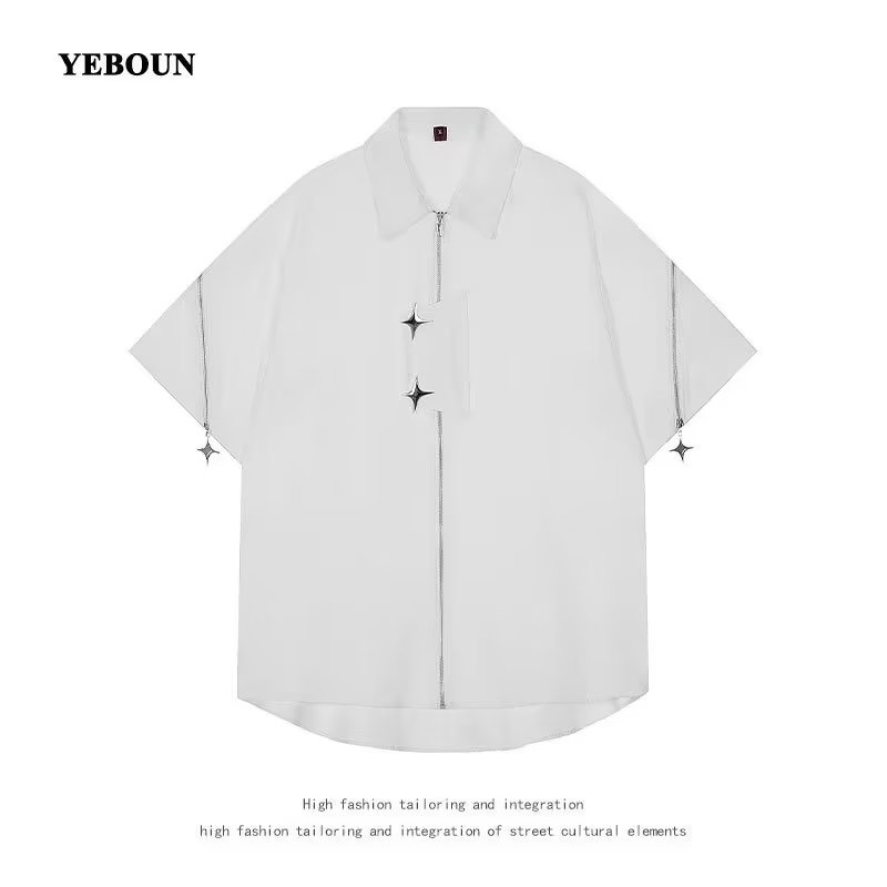 Áo Thun POLO Tay Ngắn Dáng Rộng Có Khóa Kéo Phong Cách Đường Phố Mỹ Thời Trang Cho Nam Và Nữ