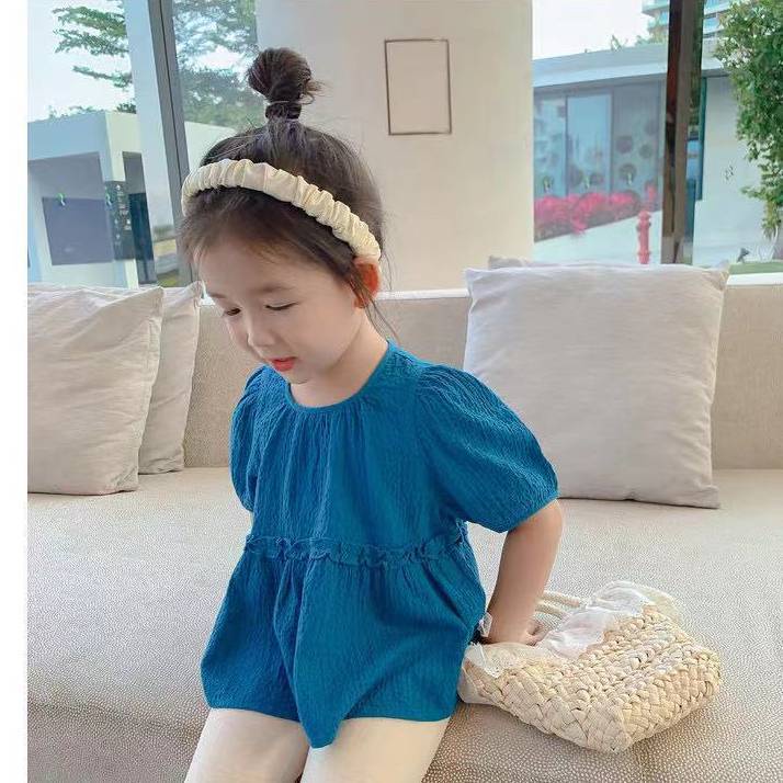 Áo Sơ Mi Vải Lanh Cotton Màu Sắc Đơn Giản Phong Cách Hàn Quốc Cho Bé Gái