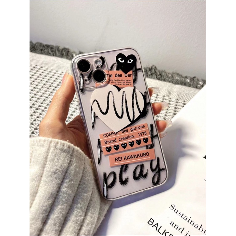 ✅Ốp Điện Thoại Trong Suốt Họa Tiết Trái Tim Graffiti Viền Thẳng Độc Đáo Cho Iphone 13 / plus14pro 7 max 12 8 / / xrxs YL8N