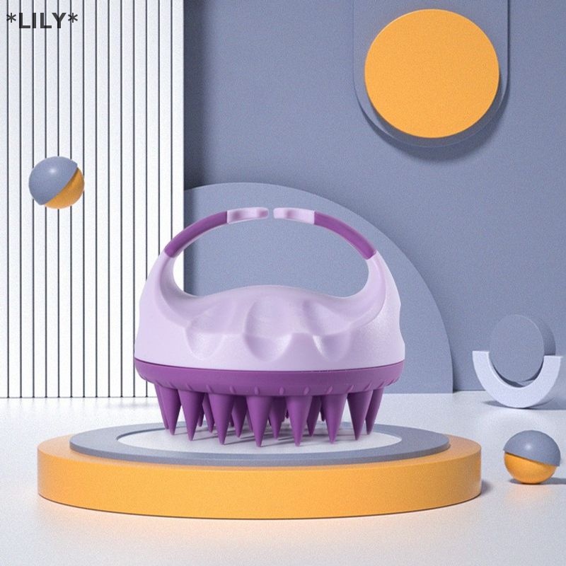 Lily xách tay Silicone dầu gội đầu bàn chải cầm tay Vòng mềm da đầu massage tóc bàn chải uuu