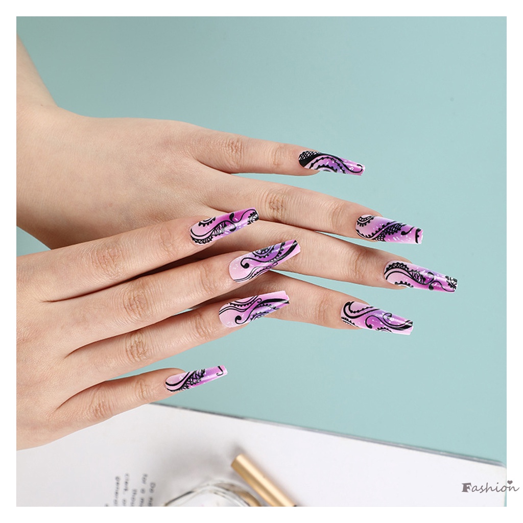 Móng Tay Giả Họa Tiết Nốt Nhạc Pháp Bền Bỉ An Toàn