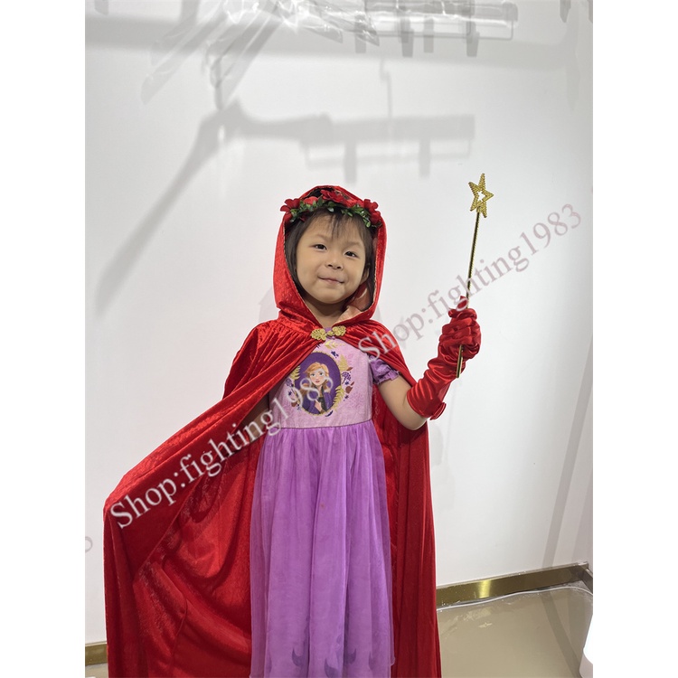 Áo Choàng Hóa Trang Cô Bé Quàng Khăn Đỏ Bằng Vải Cotton Cho Bé