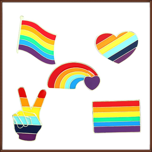 Set 50 Ghim Cài Áo Hình Trái Tim Màu Cầu Vồng Dễ Thương