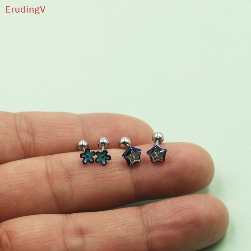 1 Đôi Khuyên Tai Xoắn Ốc Đính Đá Zircon Hình Hoa Ngôi Sao Dễ Thương Cho Nữ