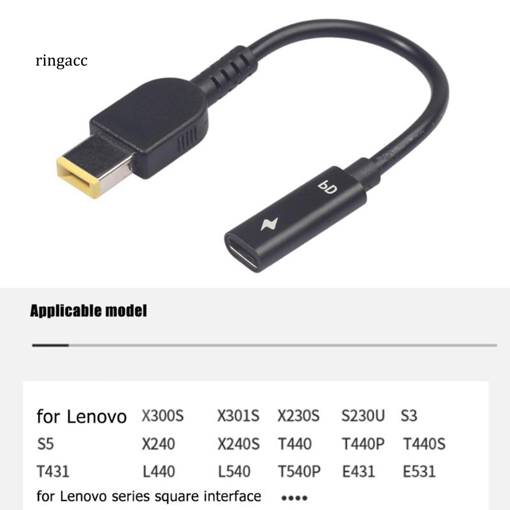 Dây Cáp Sạc RGA Type-C Cái Sang DC Đực PD Dành Cho Lenovo Thinkpad