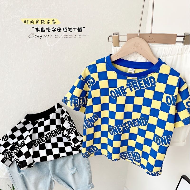 Áo Thun Ngắn Tay In Họa Tiết Caro Dễ Thương Kiểu Hàn Quốc Thời Trang Mùa Hè 2023 KV5X
