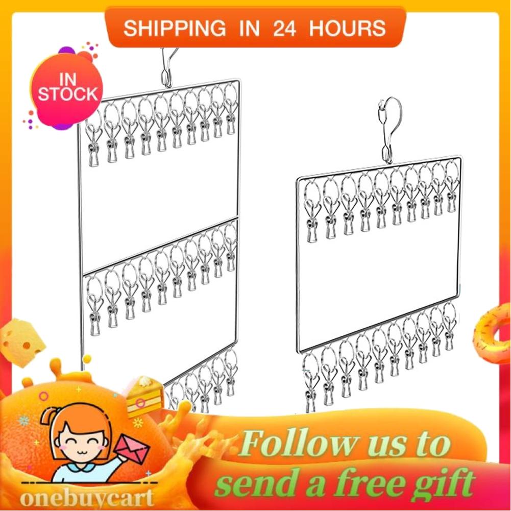 Onebuy Clothes Drying Hanger Long Lasting Multipurpose Sock Drying Rack Strong Clamping Force for Towels for Hat