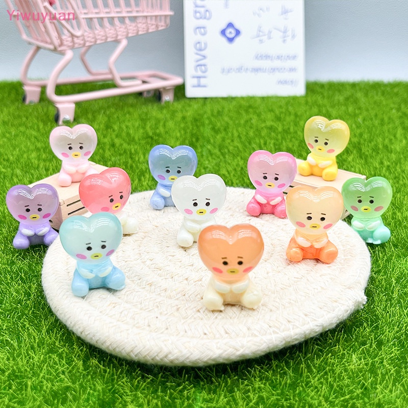 < Yiwuyuan > Bộ 2 Kẹp Tóc Hình Trái Tim Người Ngoài Hành Tinh Bằng Resin Phát Quang Dễ Thương Trang Trí Xe Hơi DIY Mới