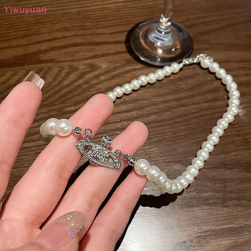 < Yiwuyuan > Vòng cổ Ngọc Trai Mặt Hình Hành Tinh Đính Đá Zircon Pha Lê Zircon Mới Cho Nữ