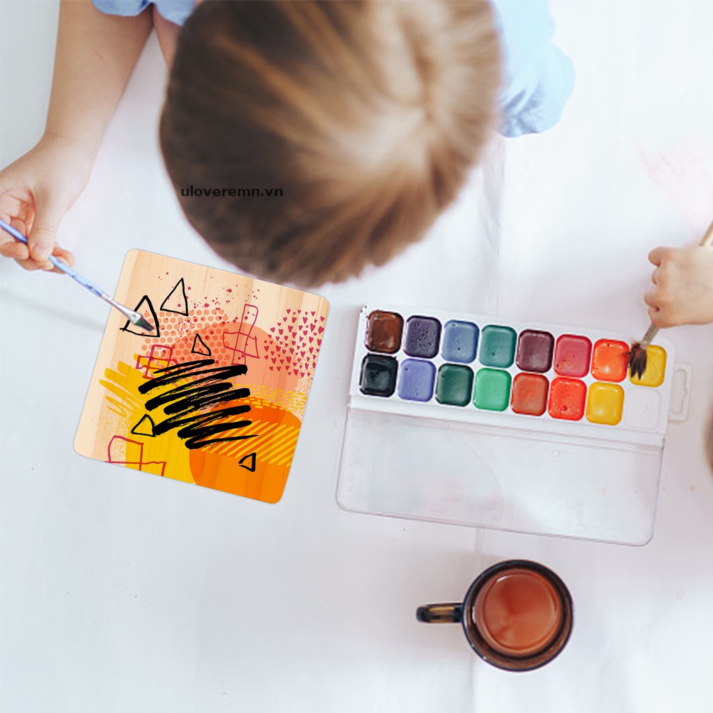 Bộ 24 Đế Lót Ly Gỗ Hình Vuông 3.9 Inch Kèm 100 Lát Gỗ Tự Dính Không Trơn Dùng Chạm Khắc Thủ Công DIY