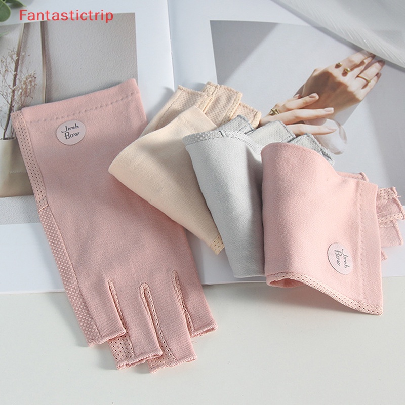 Găng Tay Hở Ngón Chống Trượt Bằng Cotton Phối Ren Thời Trang Mùa Hè Dành Cho Nữ Mới