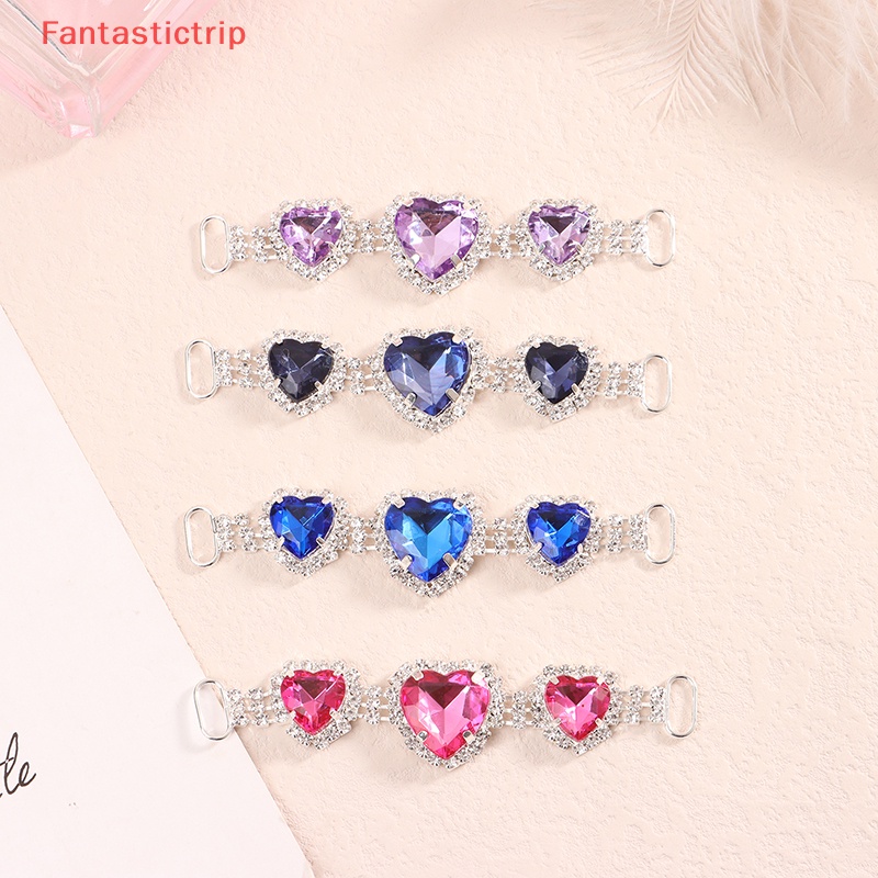 [Fantastictrip] 1 Khóa Dây Xích Đồng Đính Đá Acrylic Hình Trái Tim Trang Trí Quần Áo / Giày Đi Biển / Trang Trí Đám Cưới Mới