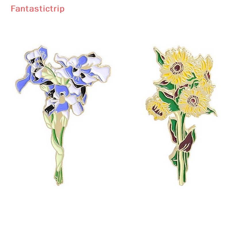 Ghim Cài Áo Hình Hoa Hướng Dương Van Gogh Bằng Kim Loại Tráng Men Mới Cho Nữ