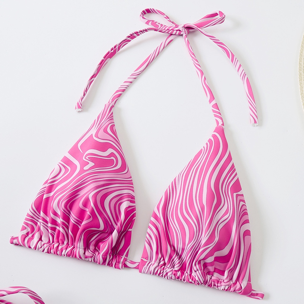 Bộ Bikini Hai Mảnh Họa Tiết Ngựa Vằn Có Dây Điều Chỉnh Được Nhanh Khô Cho Nữ