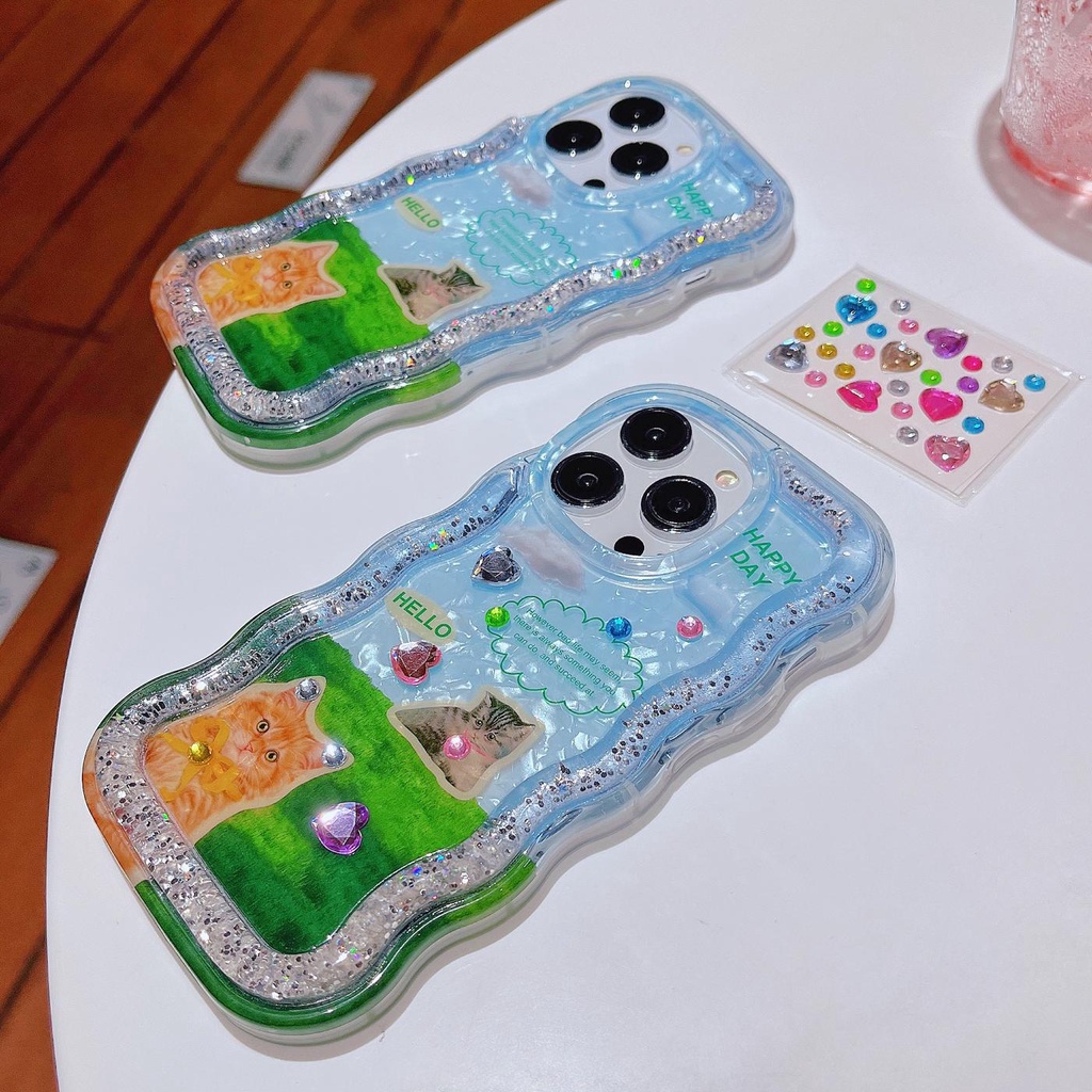 Ốp Điện Thoại TPU Dẻo Họa Tiết Hoạt Hình Có Nước Kim Tuyến Lấp Lánh Cho iPhone 12 13 14 Pro Max