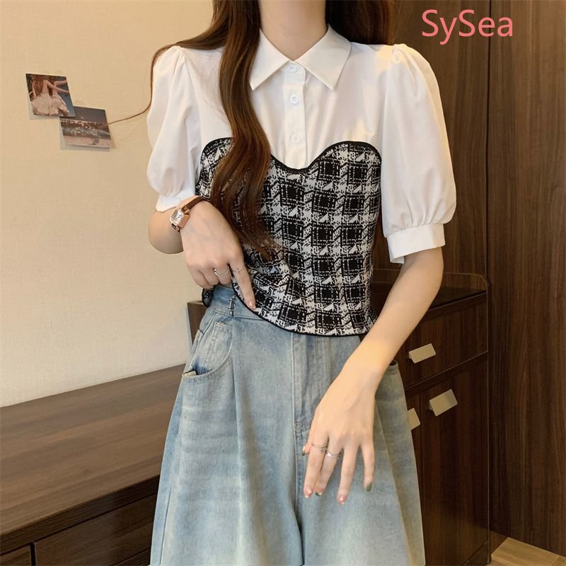 Áo Sơ Mi Tay Phồng Cổ Bẻ Thời Trang Mùa Hè Phong Cách Pháp Cho Nữ