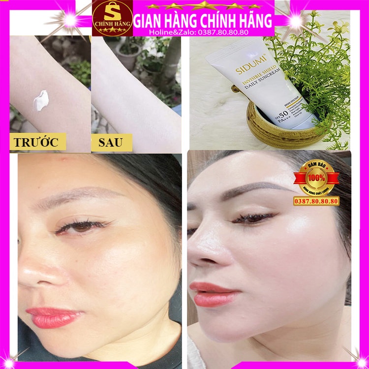 Kem chống nắng chống ánh sáng xanh chính hãng Sidumi hàn quốc kcn cho da dầu mụn nhờn nhạy cảm khô kiềm dầu nâng tone