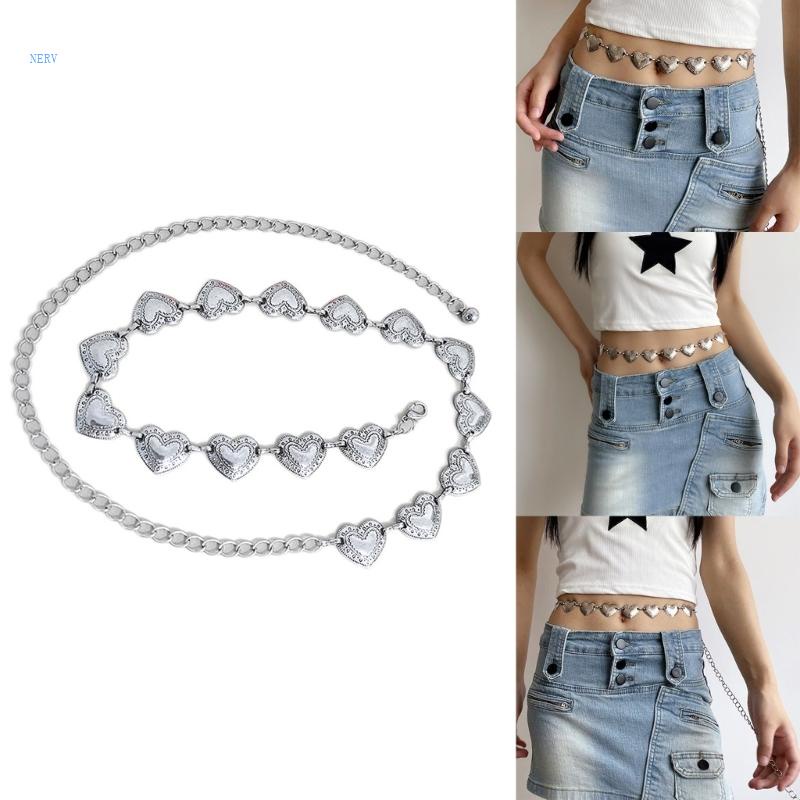 Thắt Lưng Dây Xích Hình Trái Tim Bằng Kim Loại Cho Nữ