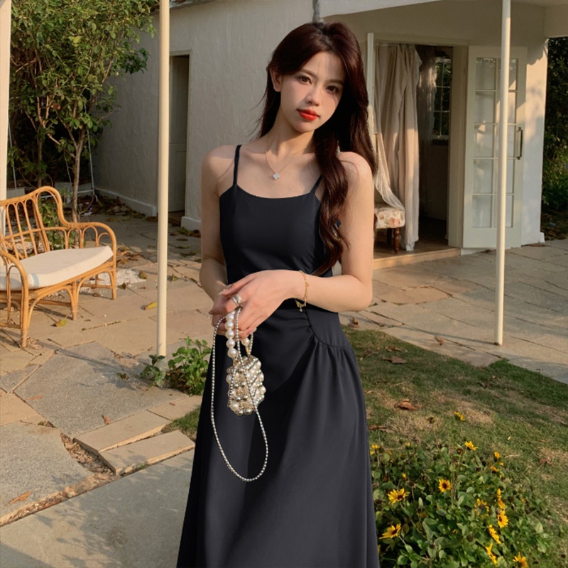 Đầm Hai Dây Mỏng Phong Cách Hepburn Pháp Thời Trang Mùa Hè 2023 Mới