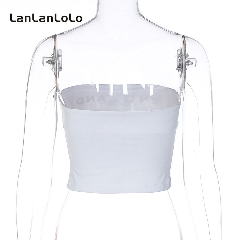 Áo ống LanLanLoLo 100% cotton dáng ôm in chữ thời trang 2023 cho nữ