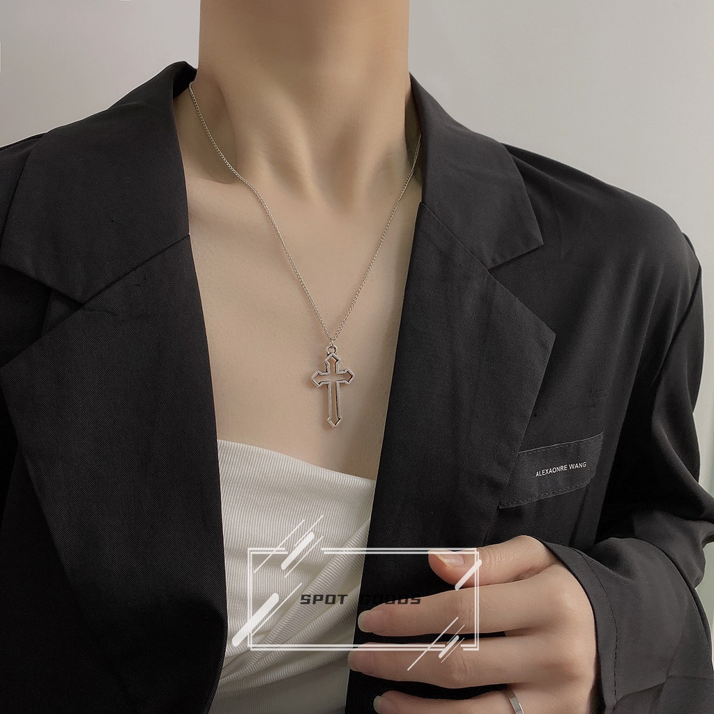 Vòng cổ Sợi Xích Mặt Thánh Giá Phong Cách hip hop Châu Âu Đơn Giản Cá Tính