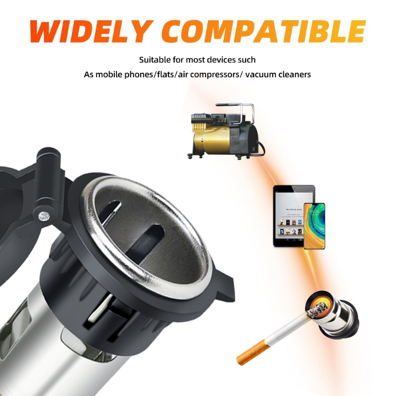 Ổ CắM TẩU ThuốC Lá 12V-24V 120W-250W 10A ChốNg NướC Cho Xe Hơi