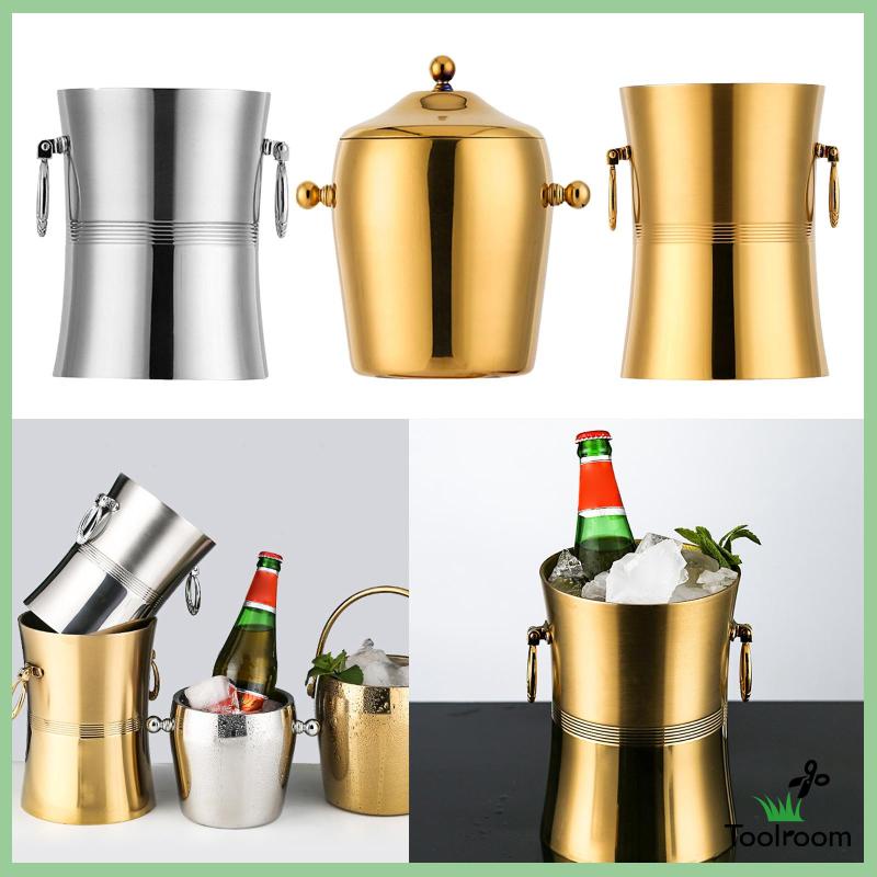 Xô Đựng Đá Bằng Kim Loại Cách Nhiệt Có Nắp Cho Tiệc BBQ