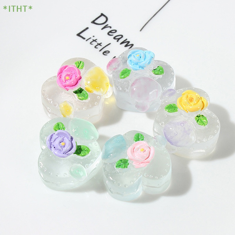 Bộ 2 Gel Dạ Quang Hình Bánh Kem / Thức Ăn / Trang Sức / Móc Khóa Trang Sức / Điện Thoại Mini DIY Mới