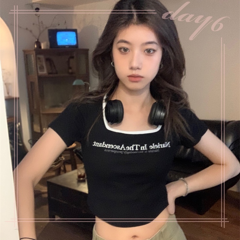 Áo Thun Tay Ngắn In Chữ Phong Cách Hàn Quốc Thời Trang Cho Nữ