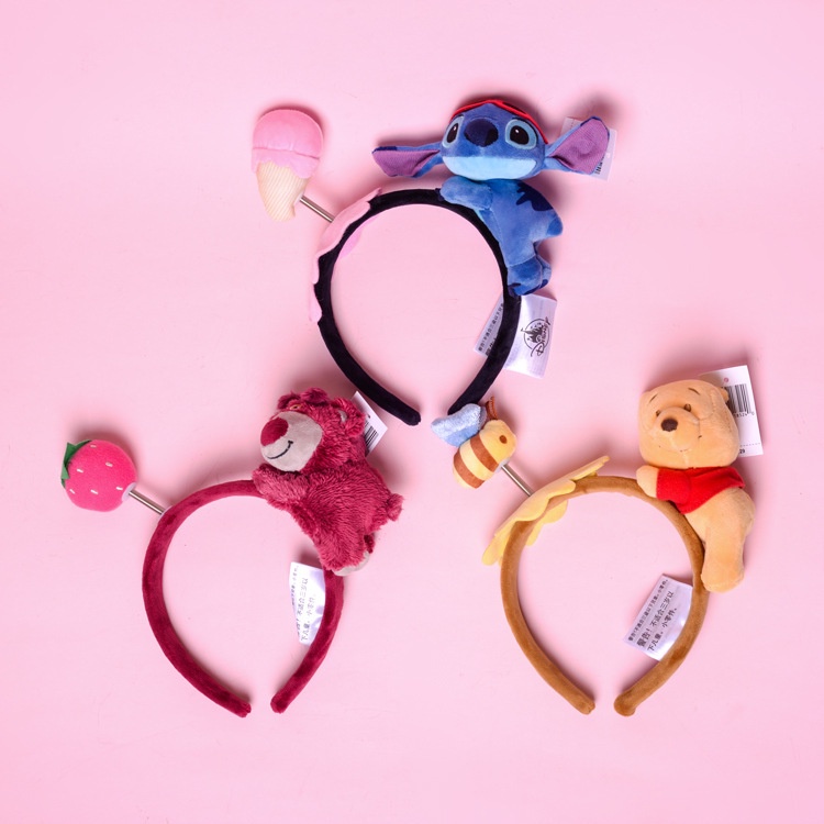 Disney Băng Đô Cài Tóc Hình Hoạt Hình Winnie the Pooh Stitch Berry Gấu Bông Đáng Yêu