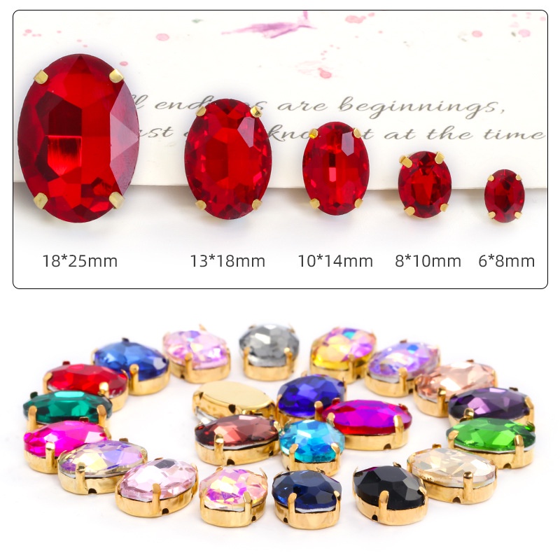 Bán Chạy Nhất Mũ / Túi Xách / Giày / Mũ Hình Oval Đế Kính Đính Kim Cương Pha Lê Lấp Lánh DIY