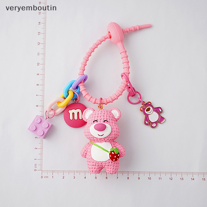 Móc Khóa Hình Gấu Dâu Tây Hoạt Hình Dễ Thương