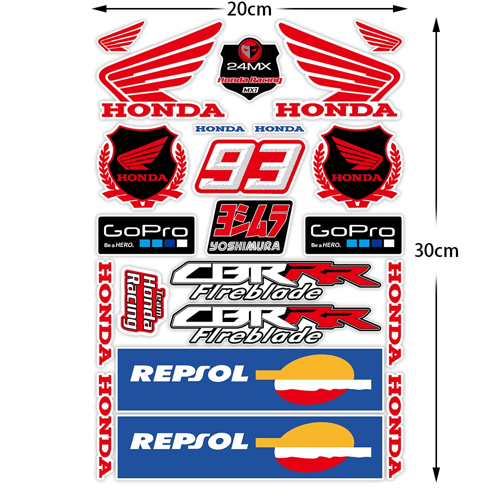 Miếng Dán Phản Quang In Logo Trang Trí Bình Xăng Xe Mô Tô HONDA REPSOL HRC CBR 250R 300R 1000RR