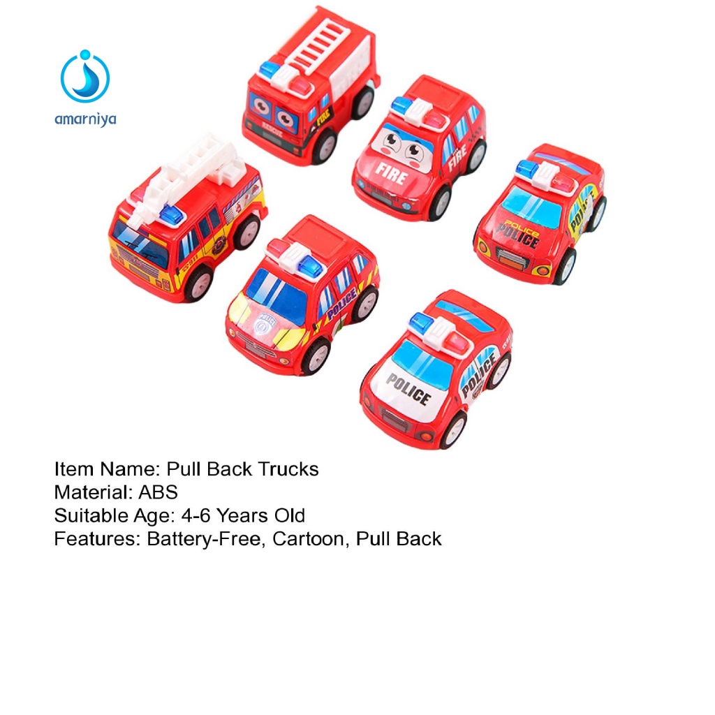 Set 6 Mô Hình Xe Cứu Hỏa Đồ Chơi Mini Cho Bé