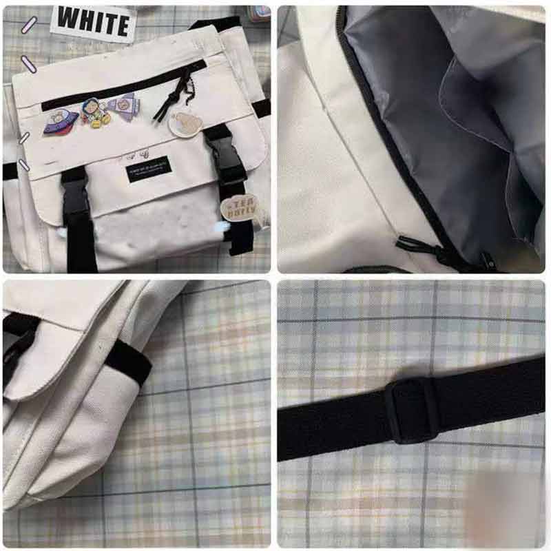 Túi Đeo Chéo Màu Tối Cỡ Lớn Phong Cách Harajuku Hàn Quốc Cho Nam