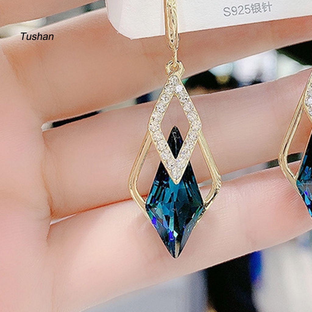 Khuyên Tai Hợp Kim Dáng Dài Chống Oxy Hóa Họa Tiết Hình Học Thời Trang