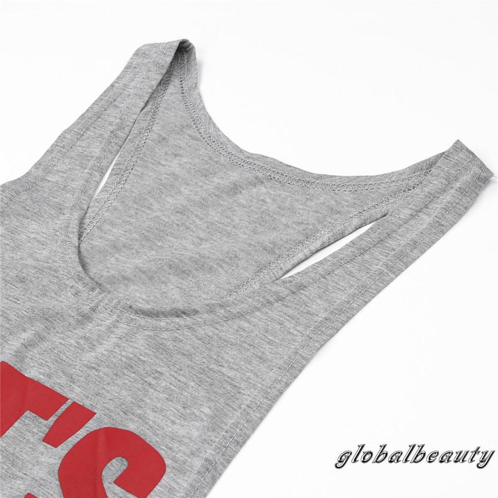 Gb- Áo Tank Top Không Tay Dáng Rộng In Chữ Phong Cách Thể Thao Chạy Bộ Tập Gym Dành Cho Bạn Nữ