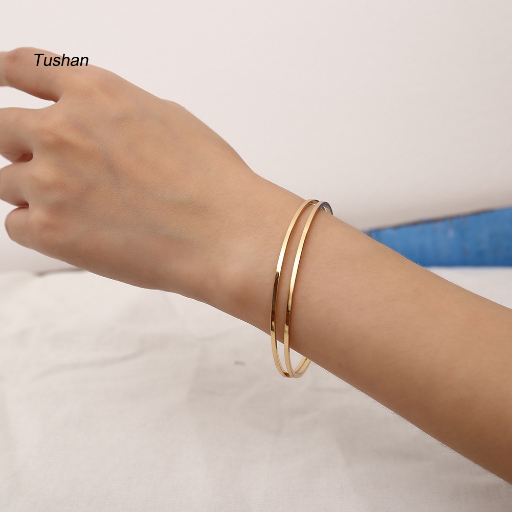 Vòng Đeo Tay Hai Lớp Dạng Mở Có Thể Điều Chỉnh Thời Trang Dành Cho Nữ